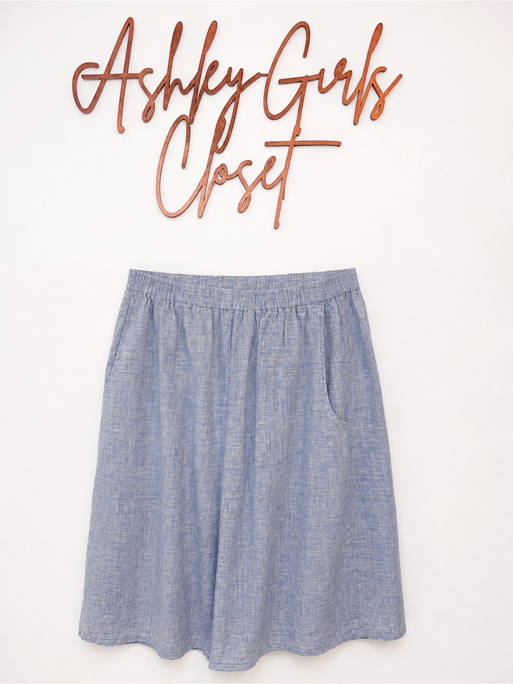 FLAX by Jeanne Engelhart 100% Linen Blue Gray Pull-On Shorts S